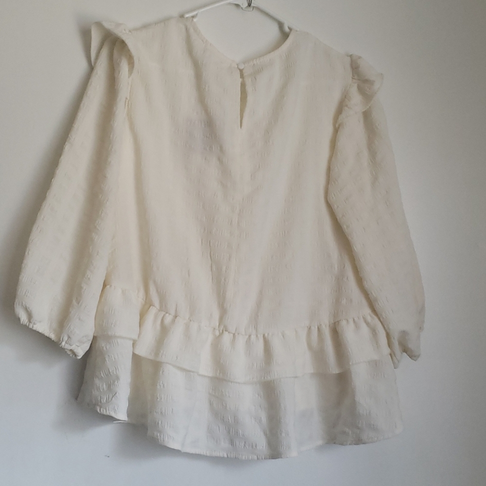 Blu Pepper Textured Ruffle Blouse Top - Picture 4 of 10